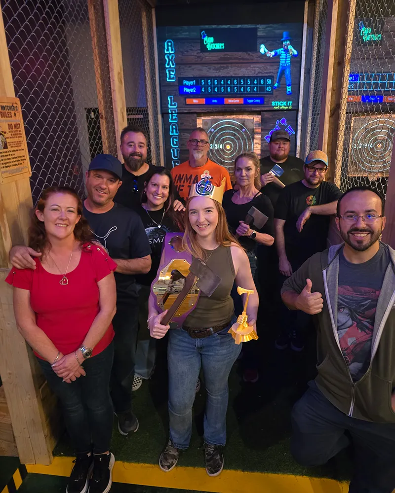 axe throwing fun at Madd Hatchers